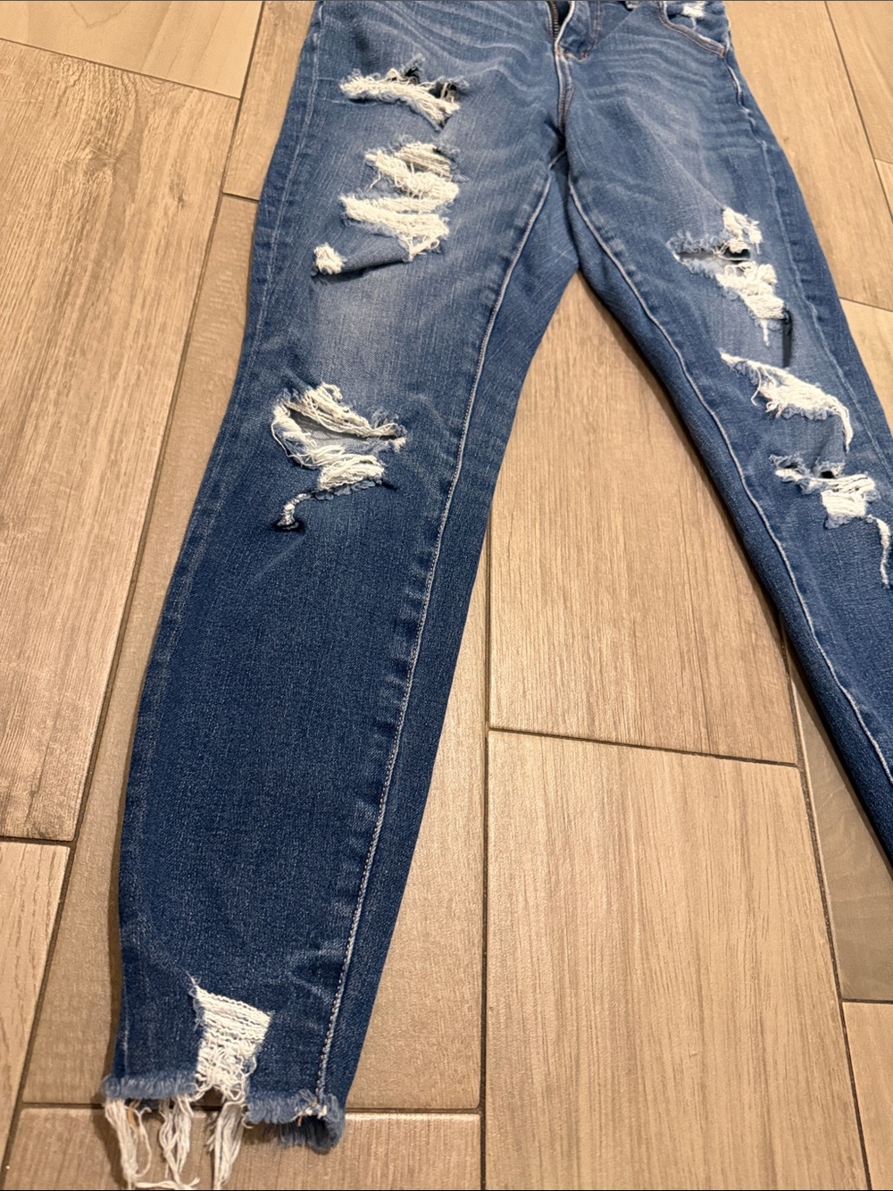 American Eagle Outfitters Womens Ripped Blue Skinny Jeans - Picture 7 of 11